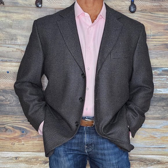 Tallia Sartoria Mark Shale Wool Multicolor Geometric Blazer Sport Jacket 43R